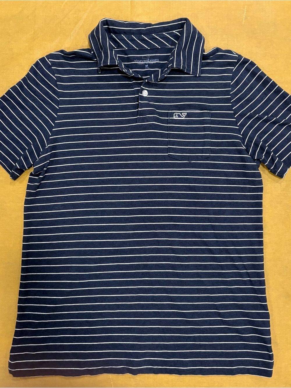 Vineyard Vines Boys Polo, Blue & White Stripes, Size Medium